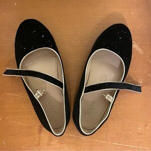 J. Crew Factory Black Glitter Mary Jane Flats